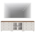 thumbnail image 5 of Farmhouse TV Stand, 3-in-1 TV Console Table for 75/80/85/90-Inch TVs, Entertainment Center with Drawer & Glass Door, White, 5 of 7