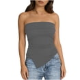 thumbnail image 5 of KyCheLot Tube Tops for Women Fitted Strapless Bandeau Pleated Asymmetrical Hem Tops Trendy Summer Beach Tank Tops, 5 of 8