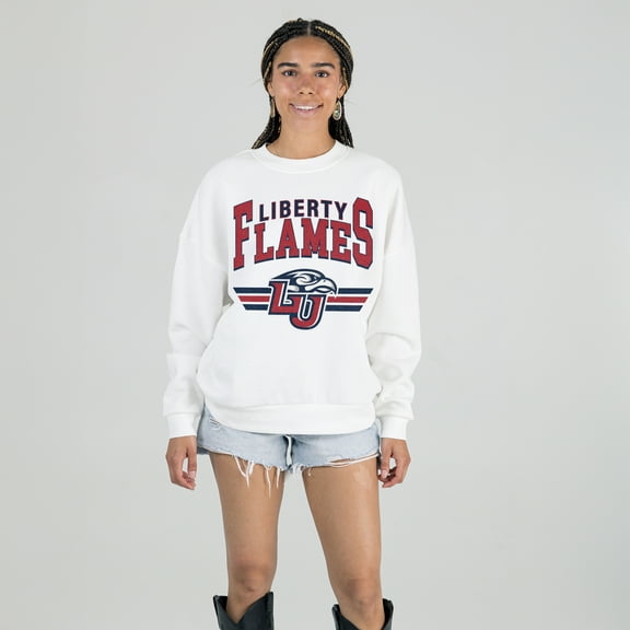 Women's Gameday Couture White Liberty Flames Oversized Premium Fleece Sweatshirt