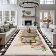 thumbnail image 5 of Happy Easter Washable Area Rug 8 x 10 ft Spring Gnome Eggs Floral Linen Texture Black Plaid, Soft Non Slip Rugs Stain Repellent Indoor Felt Carpet for Living Dining Room Bedroom Home Office, 5 of 9