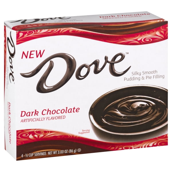 Dove Dark Chocolate Instant Pudding Mix and Pie Filling, 4 Servings, 3.