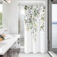 thumbnail image 1 of Cortina de ducha con hojas de eucalipto, cortina de ducha estrecha con diseño de planta de acuarela verde salvia, 36 x 72 pulgadas, juego de cortina de ducha para baño de tela impermeable con ganchos., 1 of 6