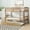 Natural, variant on Twin Over Twin Rubber Wood Bunk Bed with Trundle, Convertible into 2 Twin Size Beds, Twin Size Bunk Bed with Ladder and Safety Guardrails,Natural