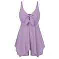 thumbnail image 7 of Oplxuo Tankini Swimsuits for Women Tummy Control Two Piece Bathing Suits Tie Front Ruffled Cover Up Romper Swimwear, 7 of 7