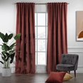 thumbnail image 2 of 3S Brother's Extra Long Solid Luxury Matte Velvet Soft Curtain Carmine-Crimson Single Panel Hanging Back Tap & Rod Pocket Home Décor 5-25 Feet Custom Made Curtains -Made in Turkey Each(52"x252"), 2 of 7