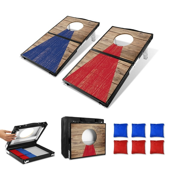 Portable Aluminum Cornhole Set 2 ft x 1 ft with Bean Bags，Lightweight Cornhole Board for Beach & Tailgating，Aluminum Alloy Corn Hole Game Set with 6 Bean Bags