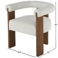 thumbnail image 4 of DecMode Polyester Curved Back Mid Century Modern Round Boucle Lounge Chair with Brown Wood Frame, Cream, 4 of 10
