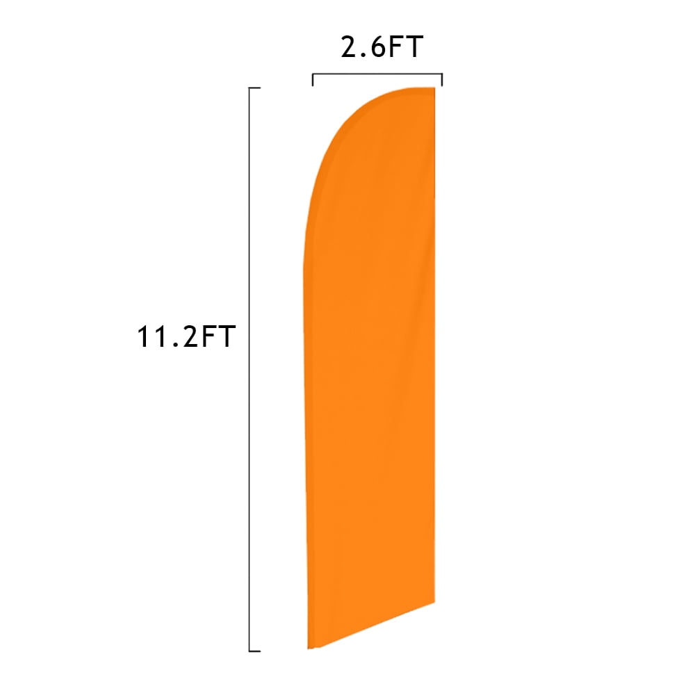 Vispronet Solid Medium Orange Feather Flag, 2.6ft x 11.2ft Swooper Flag, Flag Only