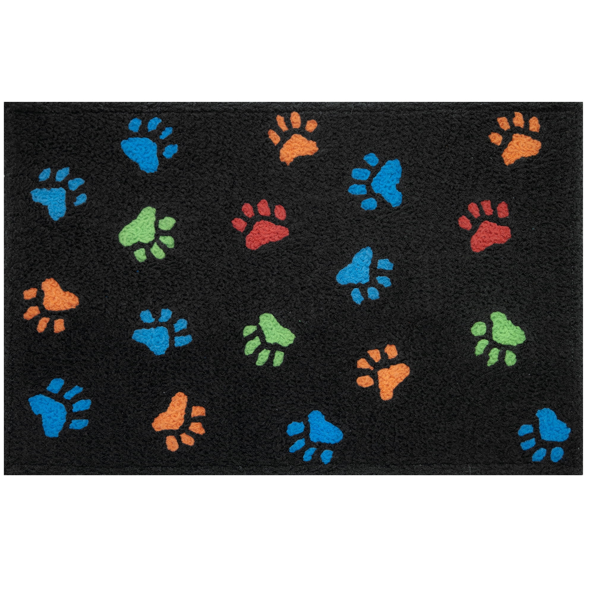 1.6' x 2.5' Paw Prints Black and Blue Rectangular Area Throw Rug