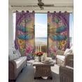 thumbnail image 6 of Purple Dragonfly Blackout Curtains for Bedroom Living Room Darkening Curtains 63 Inches Long Colorful Flowers Watercolor Chic Floral Plant Window Curtain 2 Panels Set Window Treatment Drapes 42"x63", 6 of 9