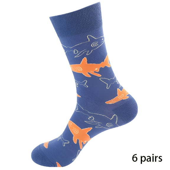 TELOLY 6Pairs Crew Socks for Men,Secure Graphic Athletic Socks,Animal Charm Boys Crew Socks,Style1
