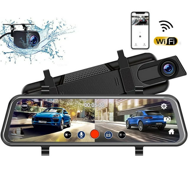 yeacher 10-Inch Dual-Lens Car Dash Cam with 2K HD Recording, WiFi, GPS Tracking, Night Vision, and Parking Surveillance