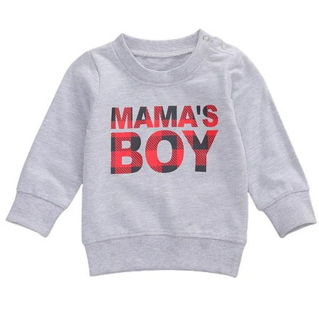 

luethbiezx Toddler Baby Boys Sweatshirt Pullover Top Long Sleeve Letters Clothes