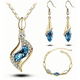 thumbnail image 1 of Conjunto De Collar, Aretes Y Brazalete Color Dorado con Azul Acero Malubero Malu1692, 1 of 3