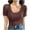 Coffee, variant on Kaemgyyd Going out Tops for Women Summer Short Sleeve Scoop Neck T Shirts Fashion Solid Color Slim Fit Ribbed Basic Tee