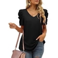 thumbnail image 4 of Camisa Casual Para Mujer, Camisa De Verano Con Mangas Abullonadas, Ligera, De Color Sólido, Cuello En V Para La Oficina Para El Hogar Ccdes Otros, 4 of 6