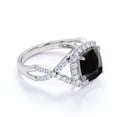 thumbnail image 4 of JeenMata Dazzling Pave Crossover 1.2 TCW Cushion Cut Lab Created Black Diamond and Moissanite 4-Prong Halo Engagement Ring in 18K White Gold Plating over Silver, 4 of 7