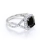 thumbnail image 4 of JeenMata Anillo de Compromiso con Halo de 4 Puntas de Moissanita y Diamantes Negros Lab. Corte Cojín 1,2 TCW Pavé Cruzado Baño Oro Blanco 18 K sobre Plata, 4 of 6