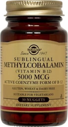Solgar Vitamin B12 5000 mcg Nuggets, 30 Ct