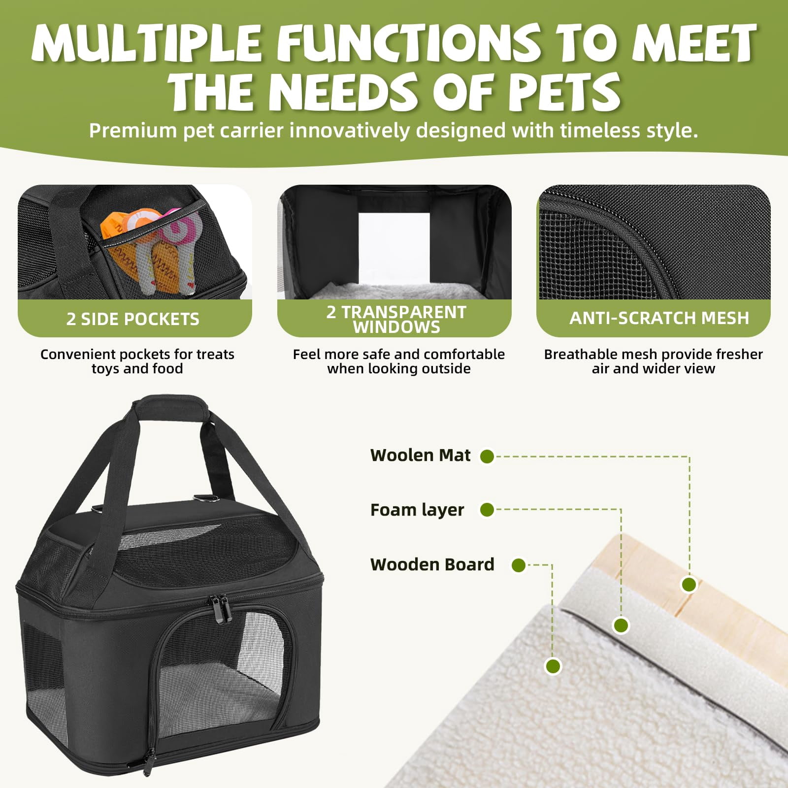 Premium Cat Carrier for Pets Up to 20 Lbs, Cat Travel Bag Soft-Sided Backpack Pet Carriers with Padded Shoulder Strap, Dog Carrier for Small Dogs Puppy Carry Airline Approved