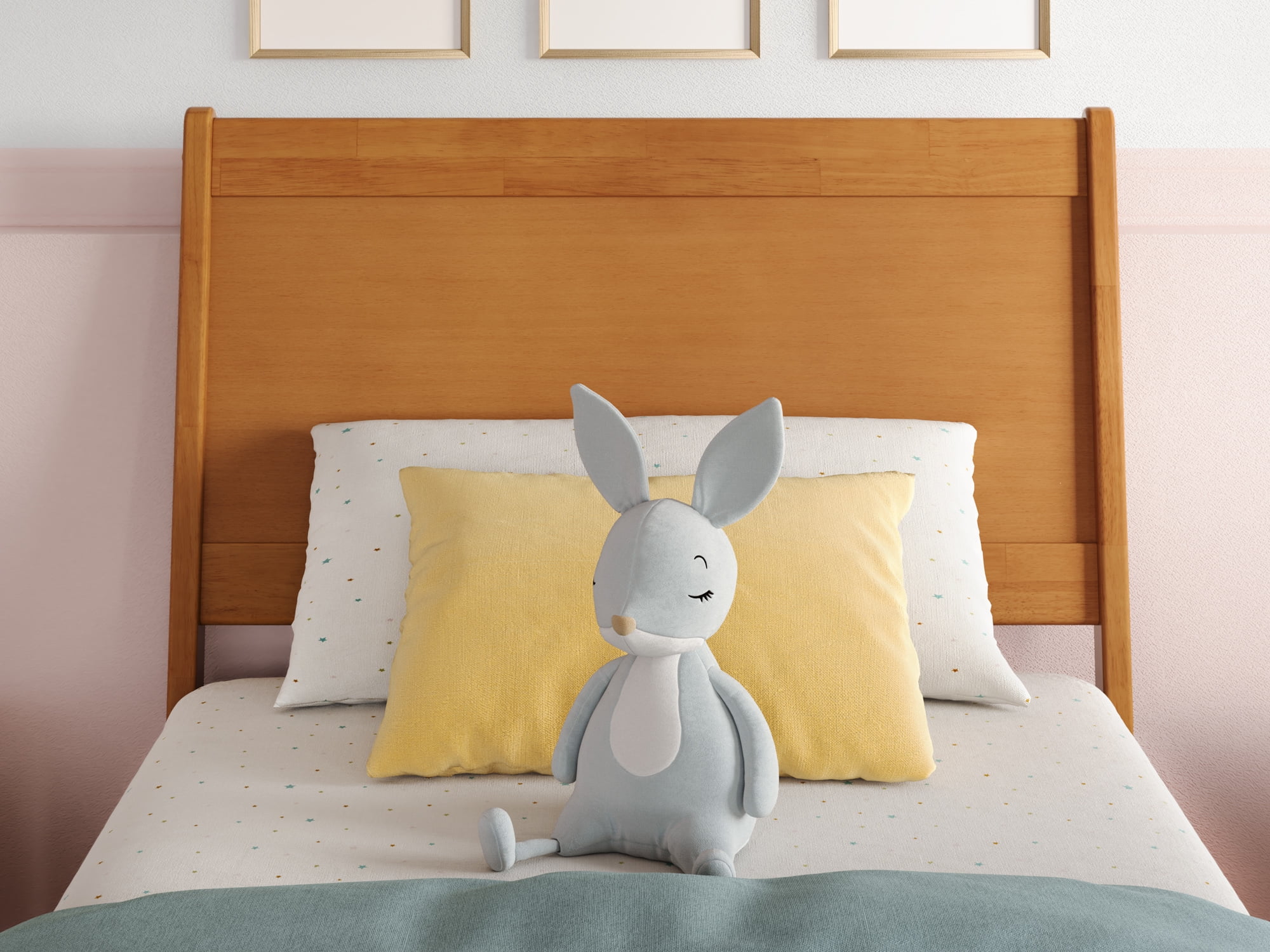 AFI Casanova Twin Wood Platform Bed with Panel Footboard and Twin Trundle, Light Toffee