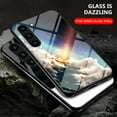 thumbnail image 3 of Compatible with Samsung Galaxy S21 Case,Cute Starry Sky Patterned  Fashionable Tempered Glass Back with Soft Silicone Bumper Lightweight Protective Phone Case,Sparkling, 3 of 12