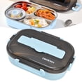 thumbnail image 4 of Insulated Lunch Box, Keep Warm Function Simple Operation Food Grade Plastic Divider Lunch Box  For School For Office For Outdoor Blue, 4 of 8
