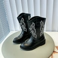 thumbnail image 2 of newwalpole Cowgirl Boots Cowboy Boots For Girls Kids Toddler Fashion Western Boots Mid Calf Riding Shoes Black for Size 2, 2 of 9