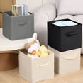 thumbnail image 4 of Foldable Storage Cubes with Handle, 13X13X13 Inches Fabric Organizer Box for Clothes Toys Towels, Home Wardrobe Closet Storage Basket, A Gray, Open-Top Fabric Storage Box, 4 of 9
