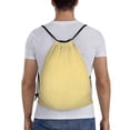 thumbnail image 2 of Drawstring Backpack - Yellow Gingham Splash Proof Small Drawstring Gym Bag for Women Men, Cinch Sports String Bag Backpack for Travel Swimming Beach, 2 of 8