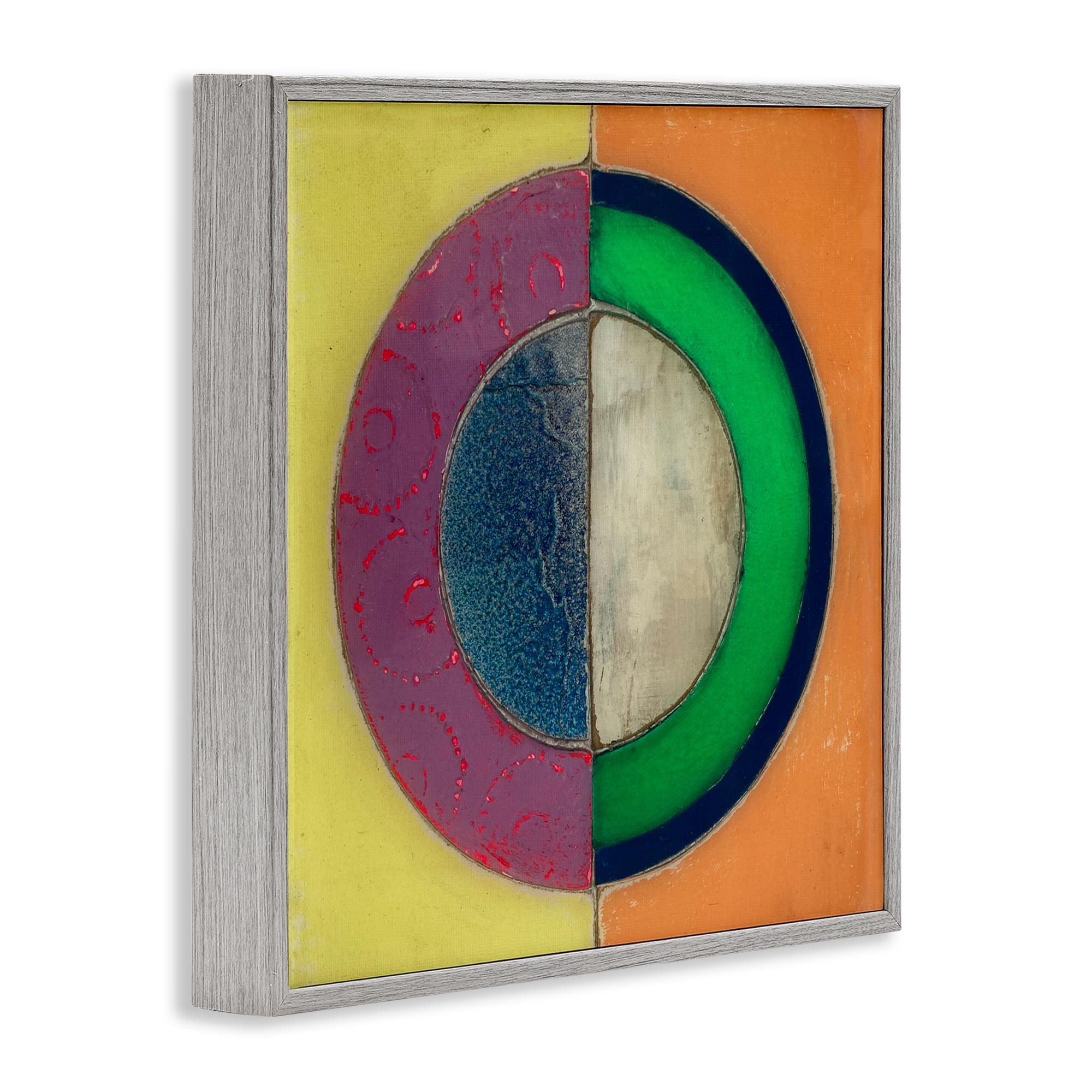 Stupell Industries Muted Round Color Black Gray Framed Giclee Art, design by Matthew Finger