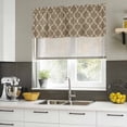 thumbnail image 4 of 2 Pack Brown Moroccan Valances for Windows Bedroom Living Room Window Treatments, Morocco Retro Abstract Quatrefoil Plaid Rod Pocket Valance Drapes Short Kitchen Curtains Over Sink 60"x18", 4 of 8
