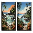 thumbnail image 2 of Designart "Tropical Paradise by the Coast II" Coastal Tropical Framed Wall Art Set Of 2 - Multi-Color Beach Framed Canvas Set For Living Room Decor, 2 of 6