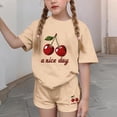 thumbnail image 4 of Cute Outfits for Girls 2 Piece Printed Short Sleeve Crewneck Shirt and Shorts Matching Set Sweatsuit Summer Clothes Khaki 11-12Years, 4 of 6