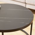 thumbnail image 6 of 31.5" Black Marble Round Coffee table, 1.4" Thick Top,  Modern Industrial Ottoman Style, Wood and Metal, Max. Weight 220 lbs., 6 of 7