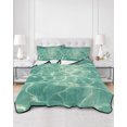thumbnail image 2 of Quilt King Size Bedding Set, Green Waves Reversible Summer Quilt 3 Pieces, Summer Ocean Coastal Nautical Geometric Lightweight Bedspreads Coverlets with 2 Pillow Shams for All Seasons, 2 of 5
