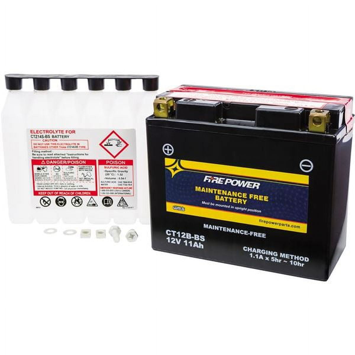 Fire Power 12V Battery With Acid Pack - 12N12A-4A-1 For Honda CB350F (1972-1974)