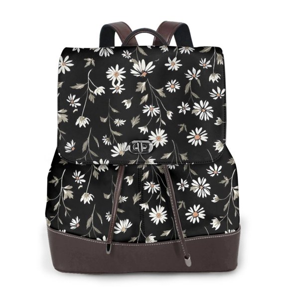 Daisy Flowers Women's Leather Backpack All-Over Print Bag for Work and Travel