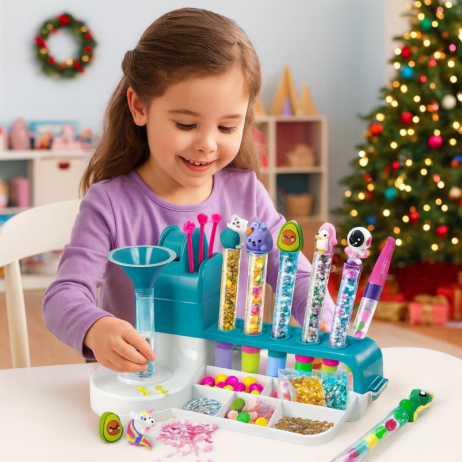 DIY Pen Making Kit with Pen Creator Studio, 50+ Accessories, Make 10 Sparkly Decorative Pens with Beads, Sequins and Charms, Craft Activity Gift Set