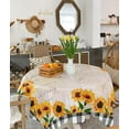 thumbnail image 4 of Rectangle Tablecloth Waterproof for Kitchen Dining, Summer Sunflowers Retro Newpapers Black Plaid Polyester Wrinkle Textured Tablecloths, Indoor/Outdoor Decor Desktop Protectors Tablecloths, 60"x60", 4 of 5