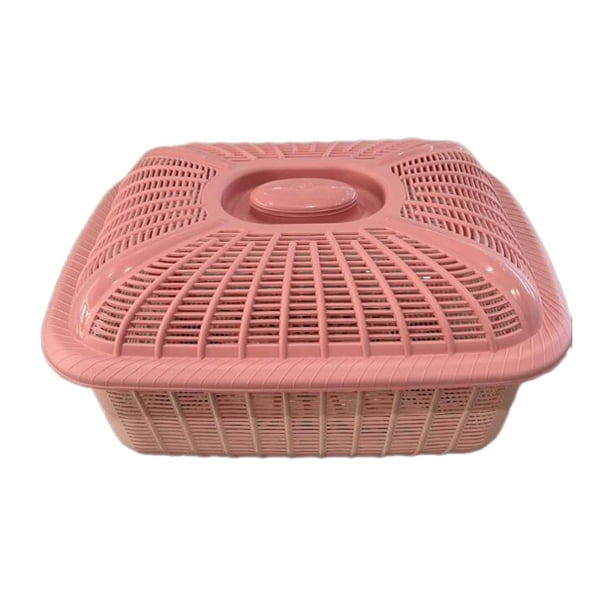 Cesta de frutas con tapa, soporte para frutas, cuenco y almacenamiento para palillos para la cocina. Rosa Pequeño