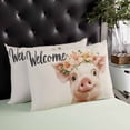 thumbnail image 4 of Pig Flower Garland Throw Pillow Cover 16 x 24 Inch Decorative Pillow Cover Farm Animal Cottagecore Blooms Floral Lumbar Pillowcase Seasonal Rectangle Cushion Case for Couch Sofa Bed Living Room, 4 of 7