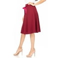 thumbnail image 2 of Women's Solid Vintage High Waist A-Line Midi Skirt with Bow Tie Belt, 2 of 6