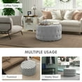 thumbnail image 4 of HOMCOM Tufted Ottoman, Velvet-feel Upholstered Foot Stool with Padded Seat, Round Ottoman Coffee Table for Living Room, Bedroom, Light Gray, 4 of 9