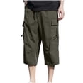 thumbnail image 6 of biudgviw Men's Cargo Shorts Elastic Waist Casual Baggy Capri Pants Lightweight Outdoor Below Knee Length Workwear Shorts with Multi Pockets, 6 of 7