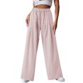 thumbnail image 4 of PWPSG High Waist Drawstring Pleated Wide Leg Casual Pants, Breathable Comfort Trousers for Daily Commute & Trendy Work Outfits Pink M, 4 of 5