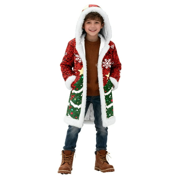 Vividxx Boys Winter Coats Christmas Sweater Cardigan For Kids Warm Knit Button Front Long Sleeve Open Front Thermal Thicken Thicken Lightweight Knitwear For Holidays 3-4 Years