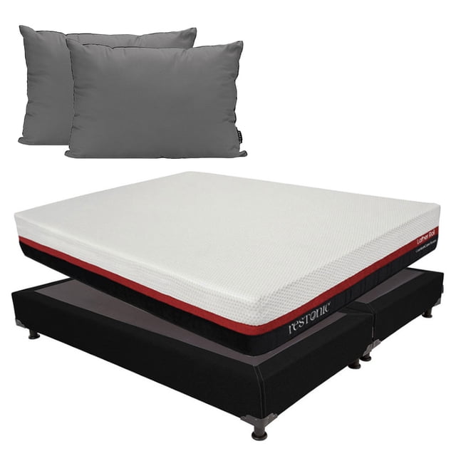 Colchón King Size + Box Black + Almohada 2-Pack Restonic Dicasa Roll