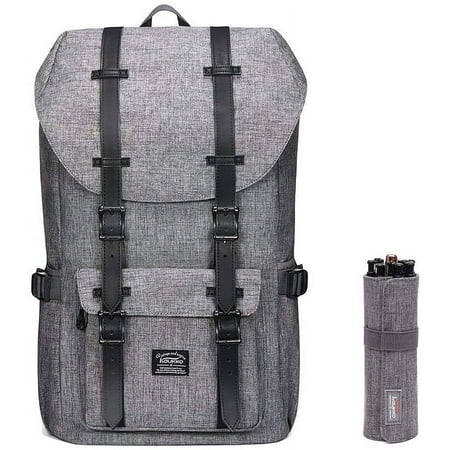 KAUKKO School Travel backpack for university flexible with laptop for 15 22L(Linen Khaki)