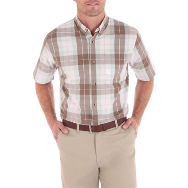 KAM Men's Cotton Rich Check Short Sleeve Button-Down Shirt - Big & Tall Sizes 2-8XL